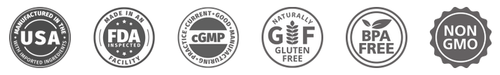 Made in USA, 100% natural, FDA approved, GMP certified badges for metabo drops